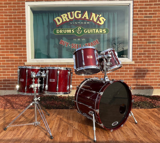 Vintage 1980s Yamaha Recording Custom Drum Set MIJ Red Cherry Wood CLEAN!