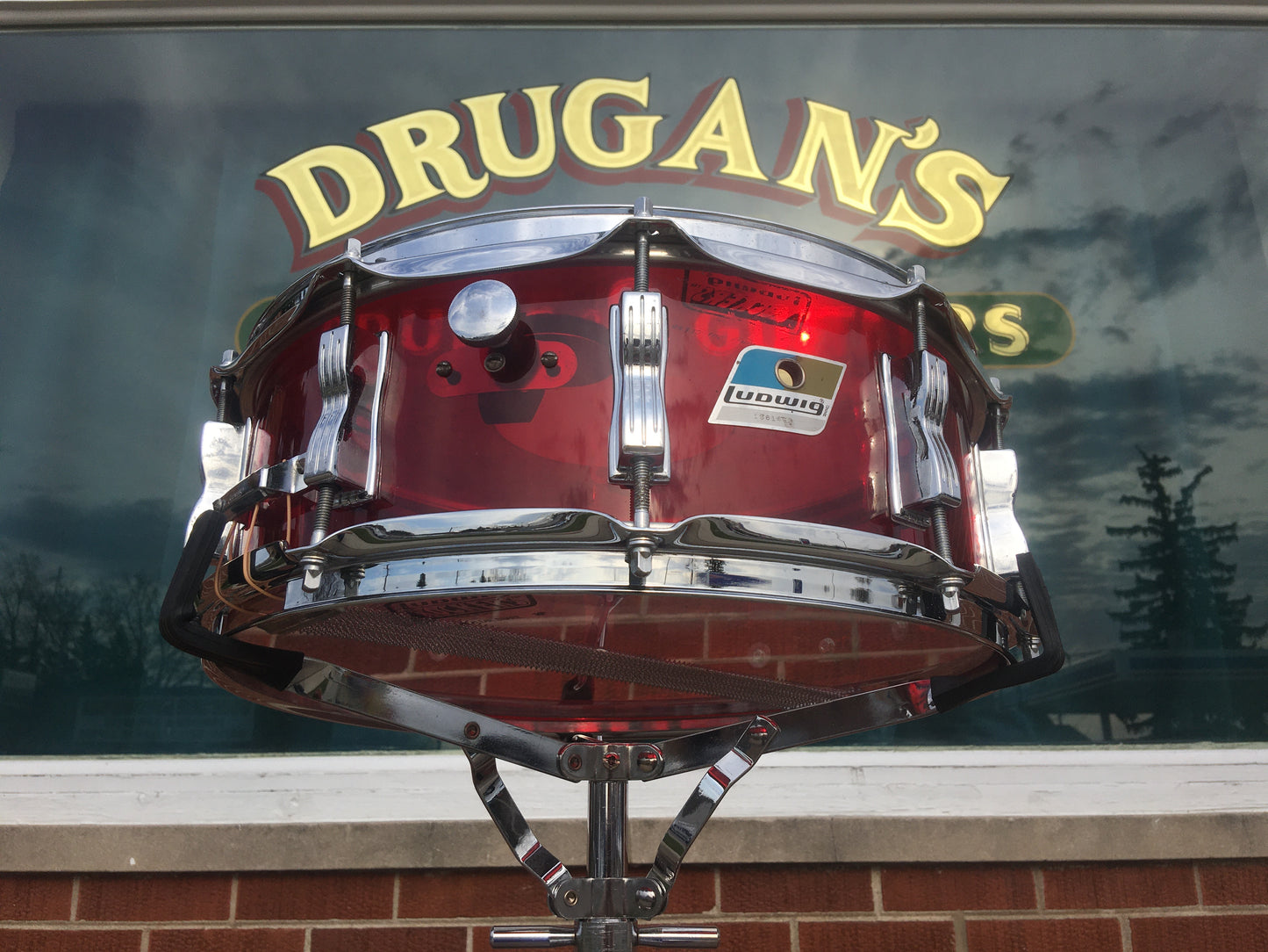 1970s Ludwig 5x14 Vistalite 10 Lug Snare Drum Red