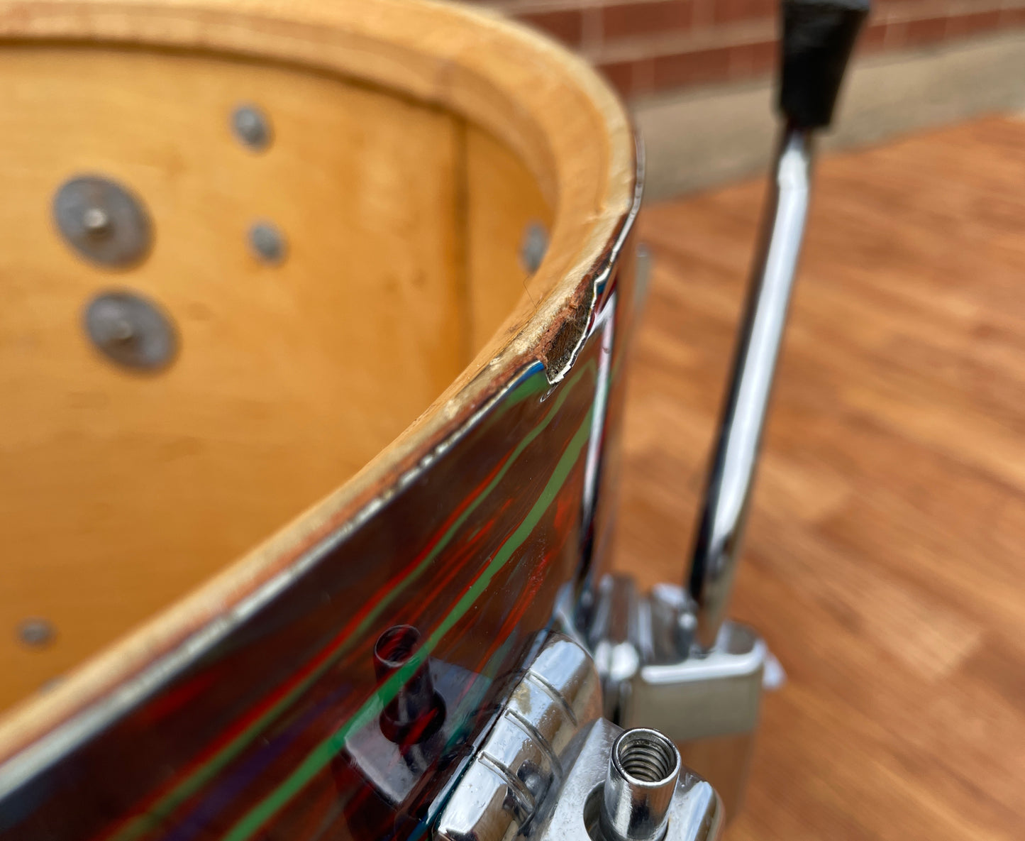 1970s Ludwig 16x16 Floor Tom Drum Psychedelic Red