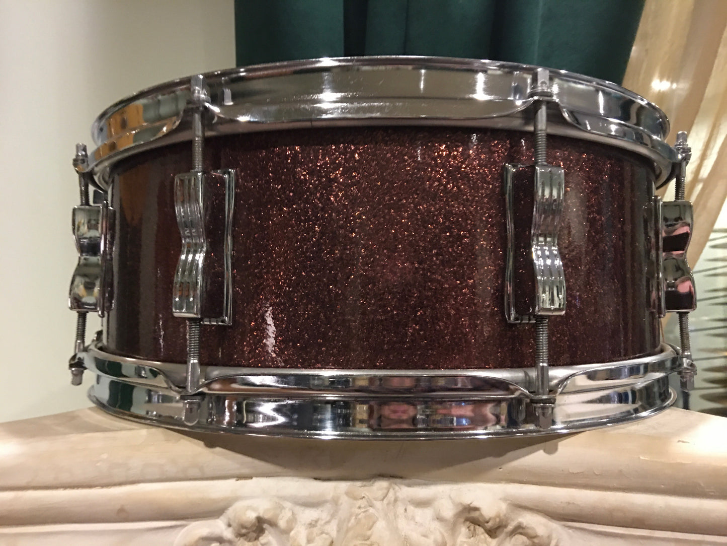 1966 Ludwig 5x14 Jazz Festival Snare Drum Burgundy Sparkle