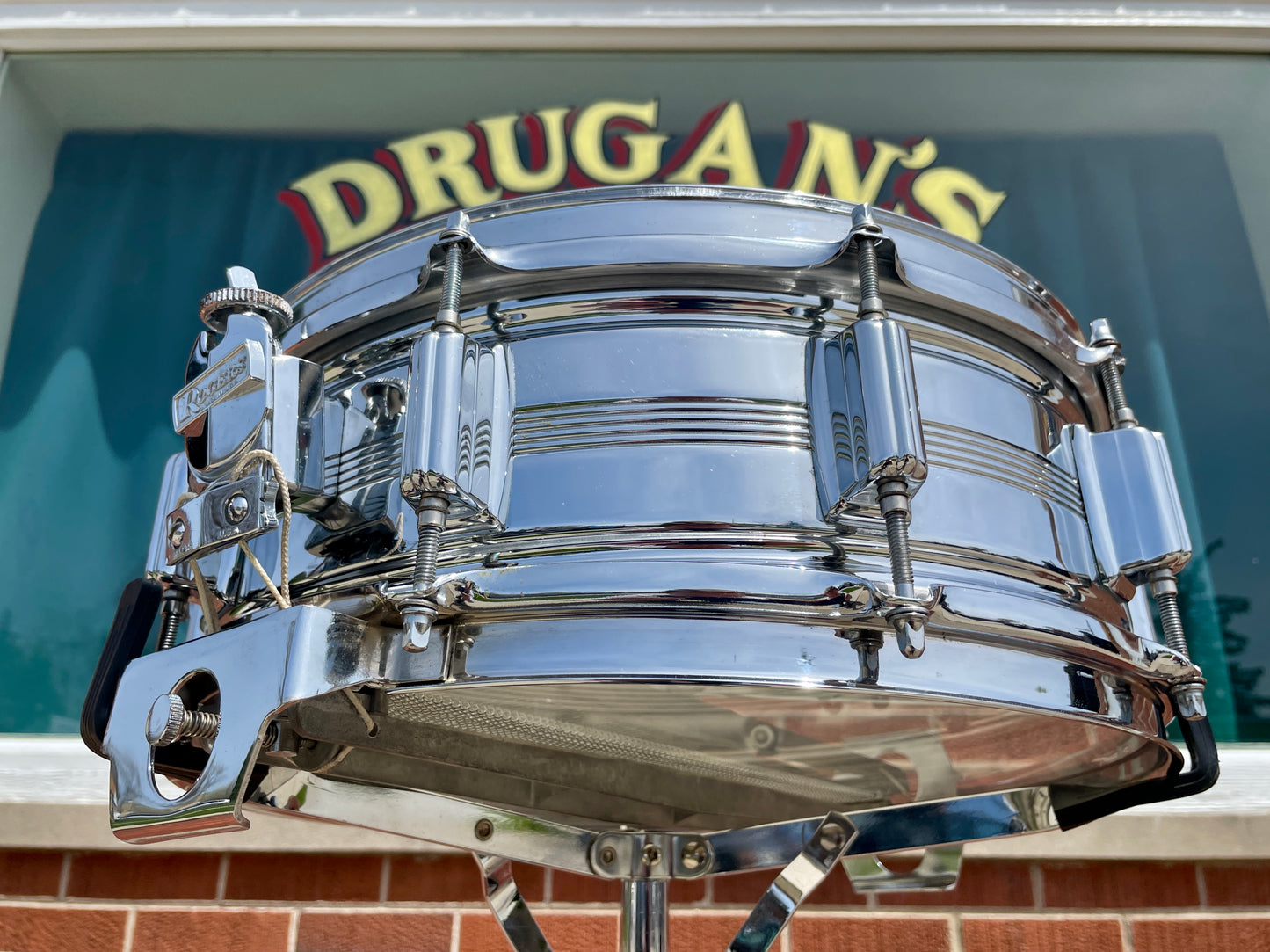 Vintage Rogers 5x14 Dynasonic "Big R" Snare Drum Chrome Over Brass