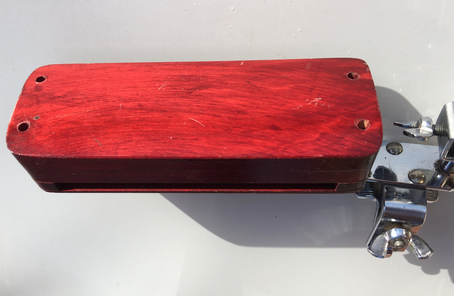 1960s Ludwig Cow Bell and Wood Block w/ Original Bass Drum Mount