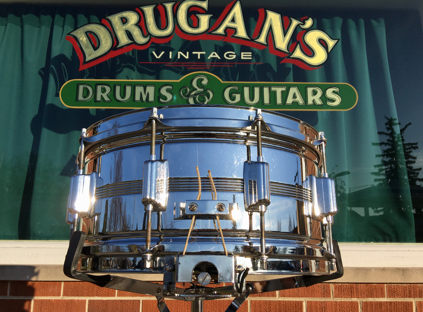 1974 Rogers 6.5x14 Chrome Over Brass Dynasonic Snare Drum