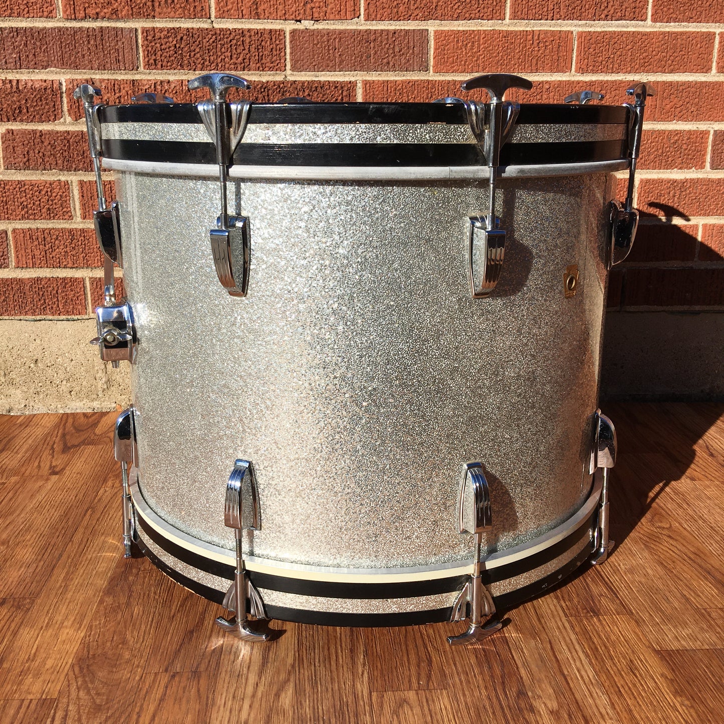 1968 Ludwig 14x20 Virgin Bass Drum Silver Sparkle