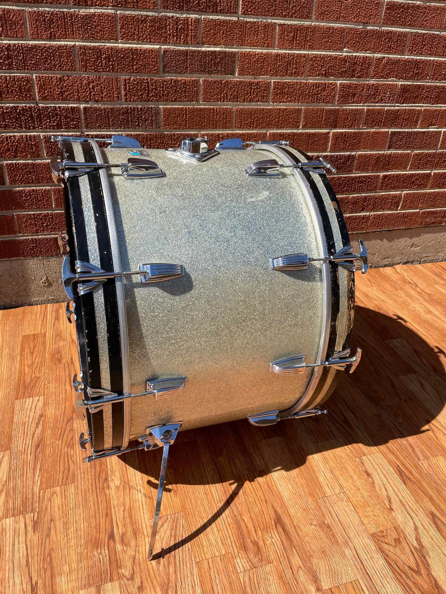 1970s Ludwig 14x22 Hollywood Bass Drum Silver Sparkle