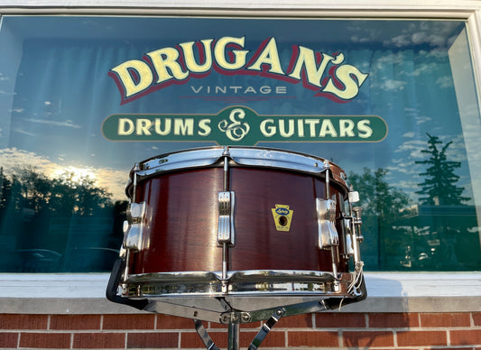1959 Ludwig 6.5x14 Auditorium Transition Badge Snare Drum Mahogany