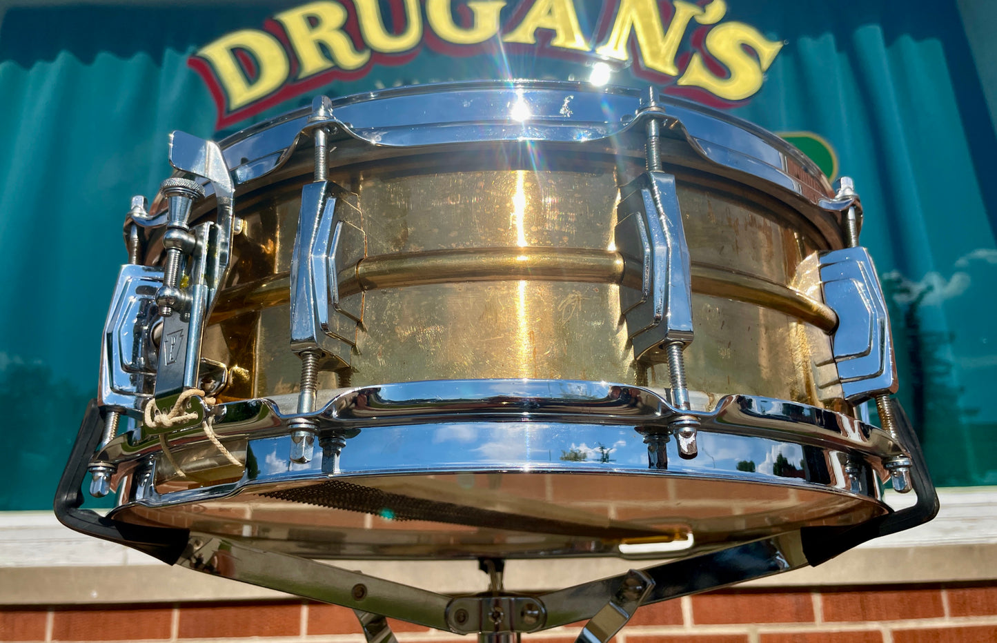 1958-60 Ludwig Trans Badge Super 401 5x14 Lacquered Brass Supraphonic Snare Drum