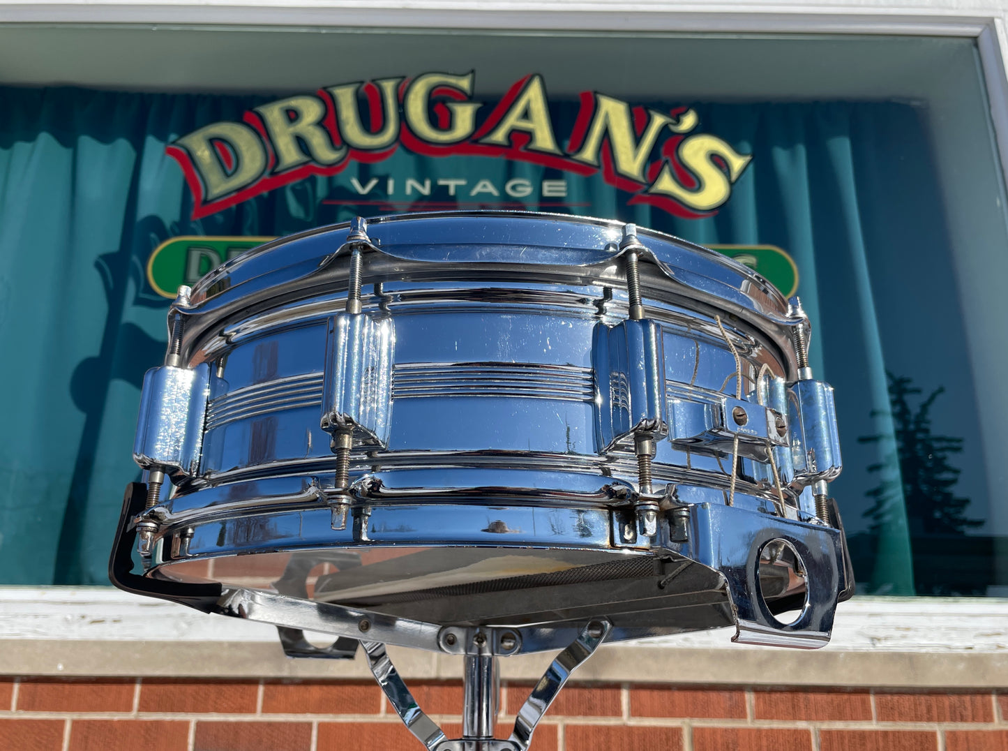 Vintage Rogers 5x14 Dynasonic Snare Drum Chrome Over Brass COB Dyna-Sonic