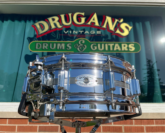 1960s-70s Rogers Dyna-Sonic 5x14 Snare Drum COB Chrome Over Brass