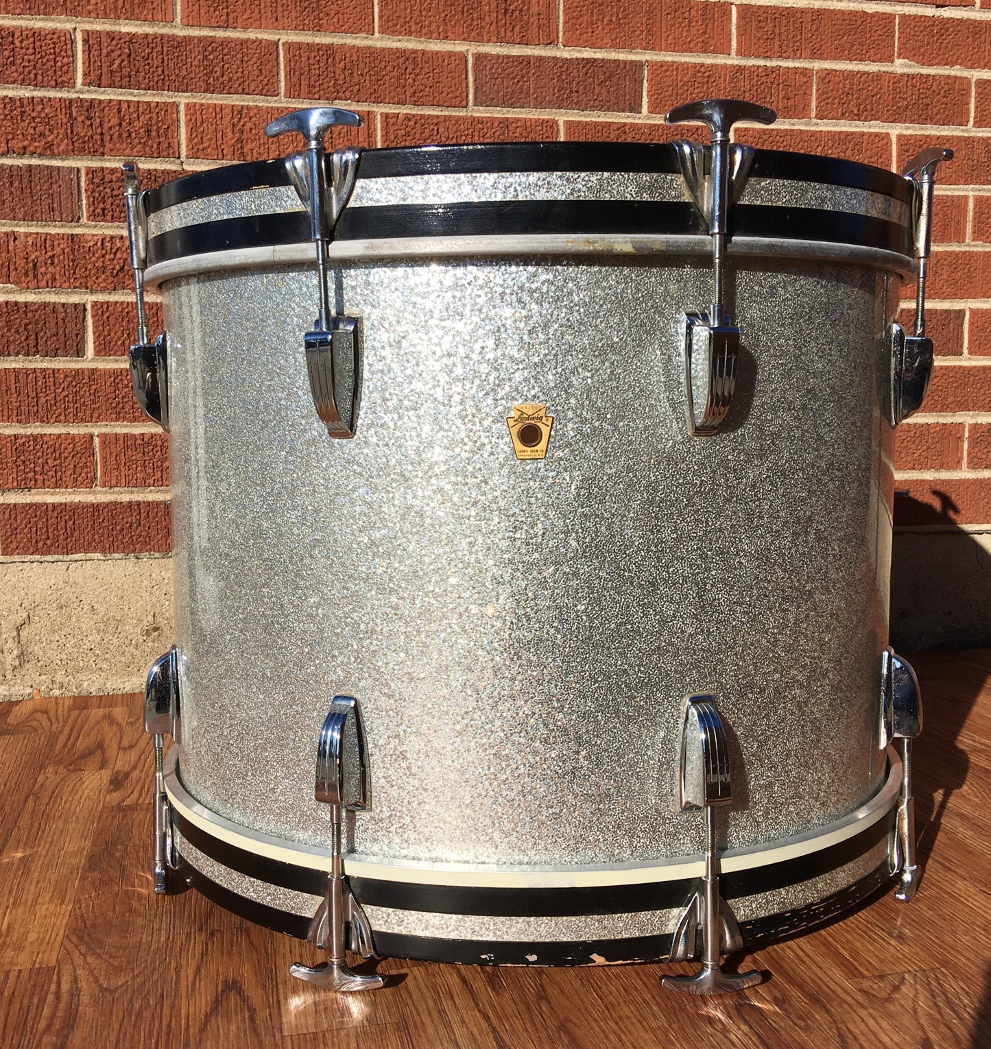 1968 Ludwig 14x20 Virgin Bass Drum Silver Sparkle