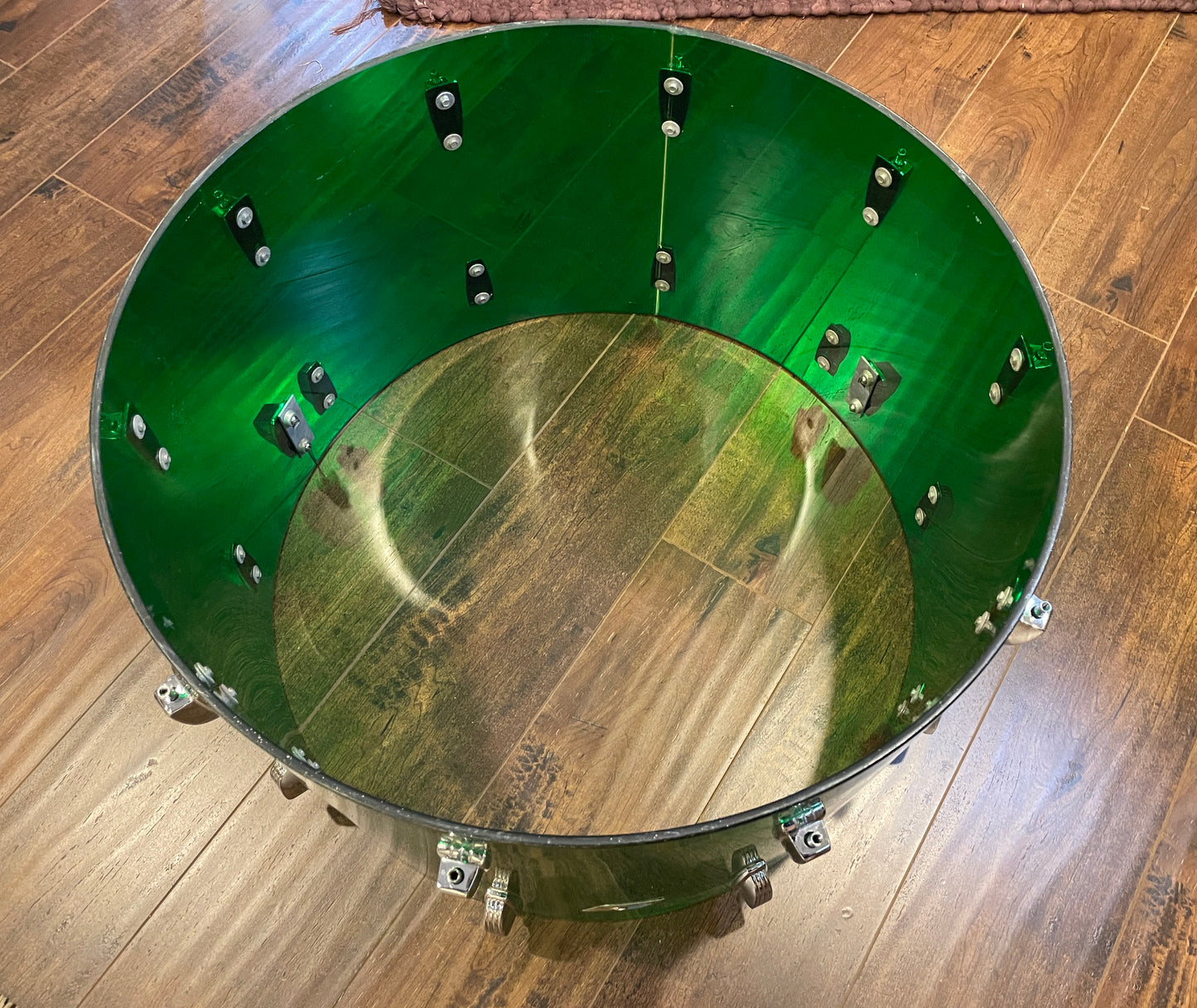 1970s Ludwig 14x24 Vistalite Bass Drum Green Virgin Shell