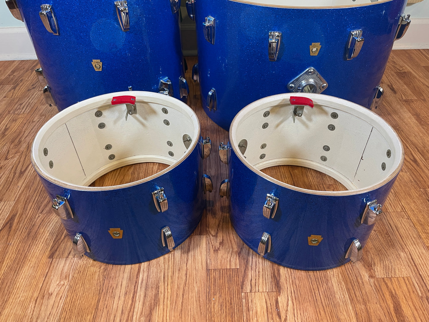 1964 Ludwig No. 983P 5pc Hollywood Outfit Drum Set Blue Sparkle 22/12/12/16/5x14 COB