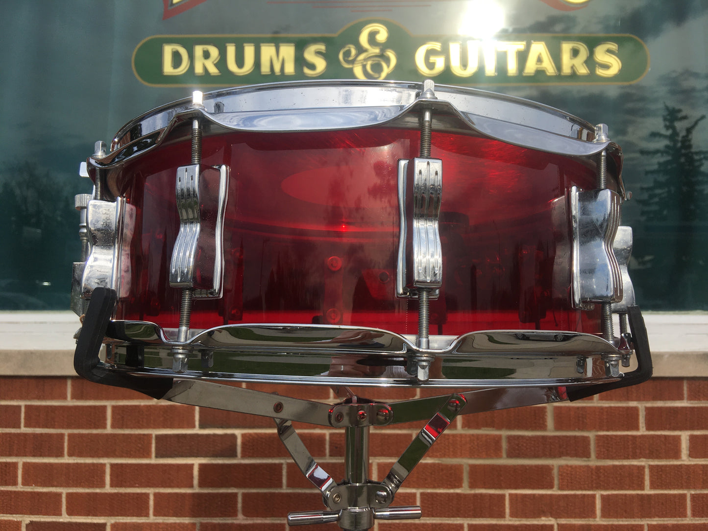 1970s Ludwig 5x14 Vistalite 10 Lug Snare Drum Red