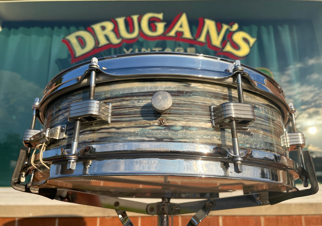 19601962 Ludwig 4x14 Downbeat Snare Drum Oyster Blue Pearl PreSerial