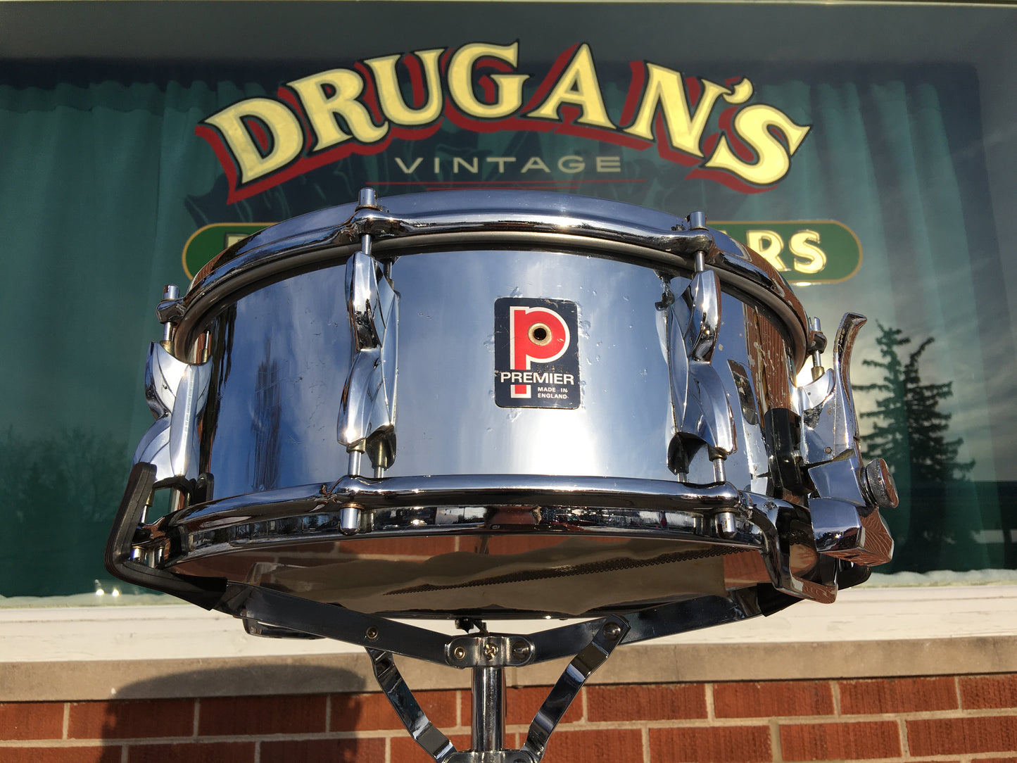 1970s Premier 5.5x14 Model 2000 Snare Drum Chrome Over Aluminum Made in England