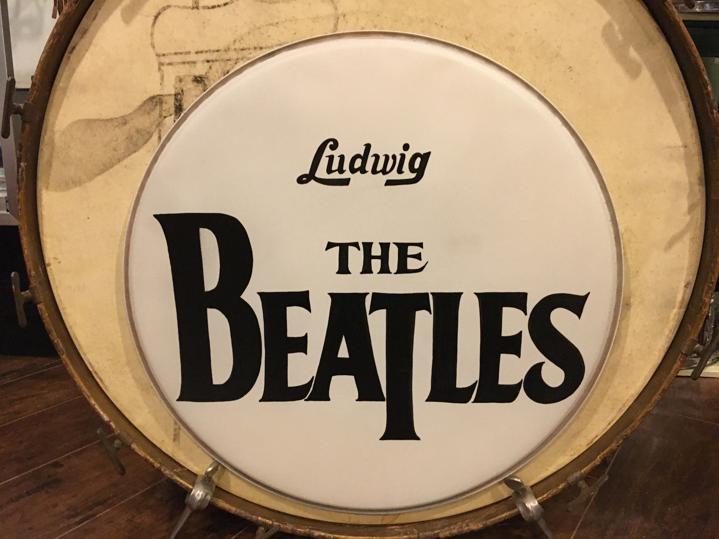 20" Ludwig The Beatles Drum Head Professionally Hand Painted by Artist - Down Beat