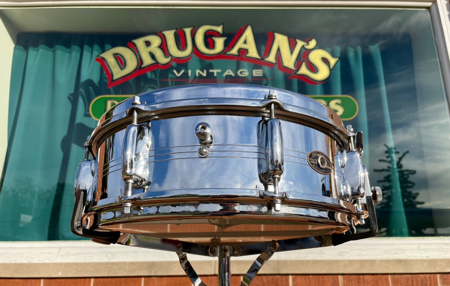 1960s Slingerland No. 130 Gene Krupa 5x14 Sound King Chrome Over Brass Snare Drum w/ Zoomatic Strainer