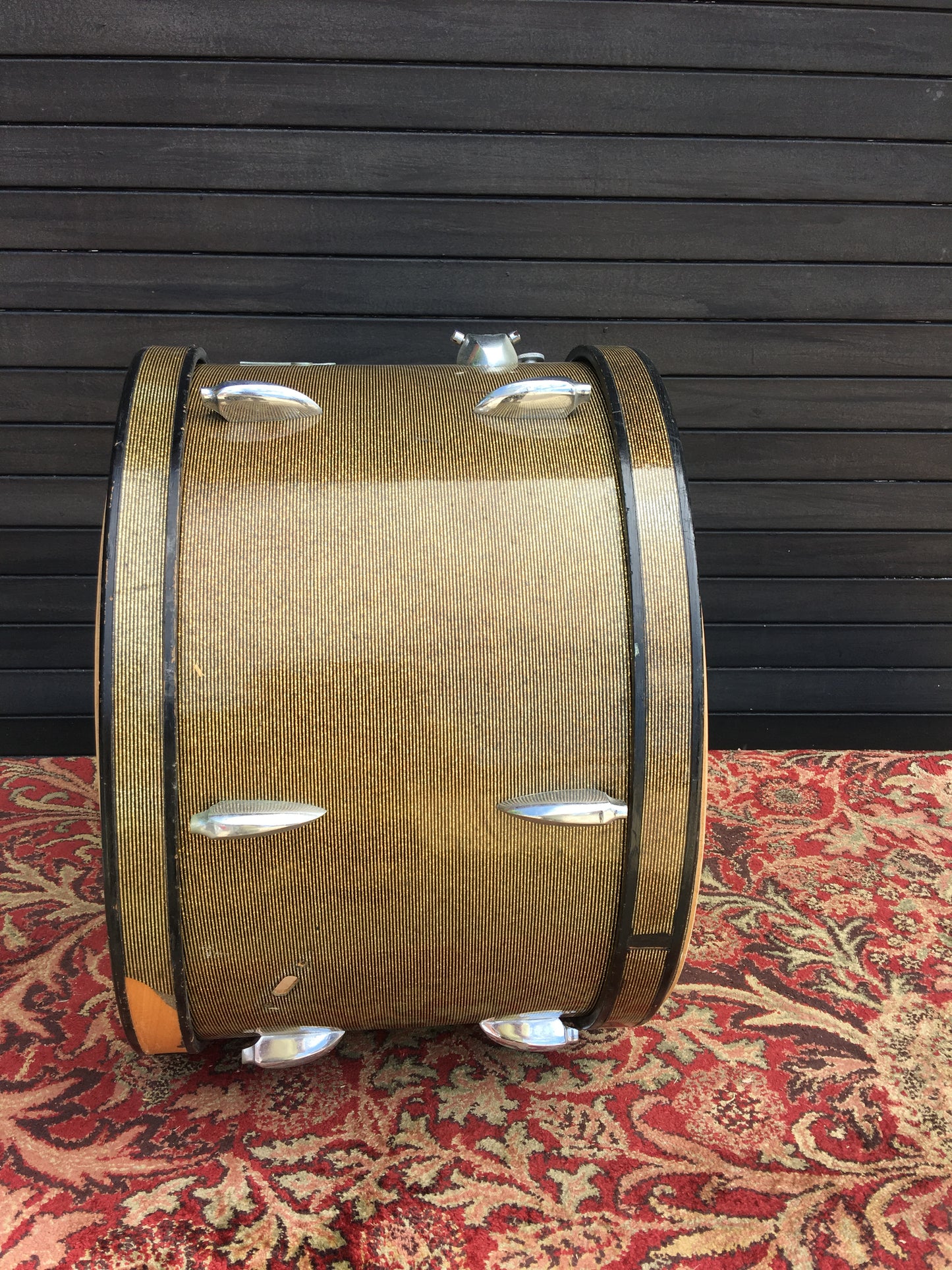 1960s Sonor 14x20 Tear Drop Bass Drum Project Krystal Schwarz Silber (Sparkling Black Silver Striped)