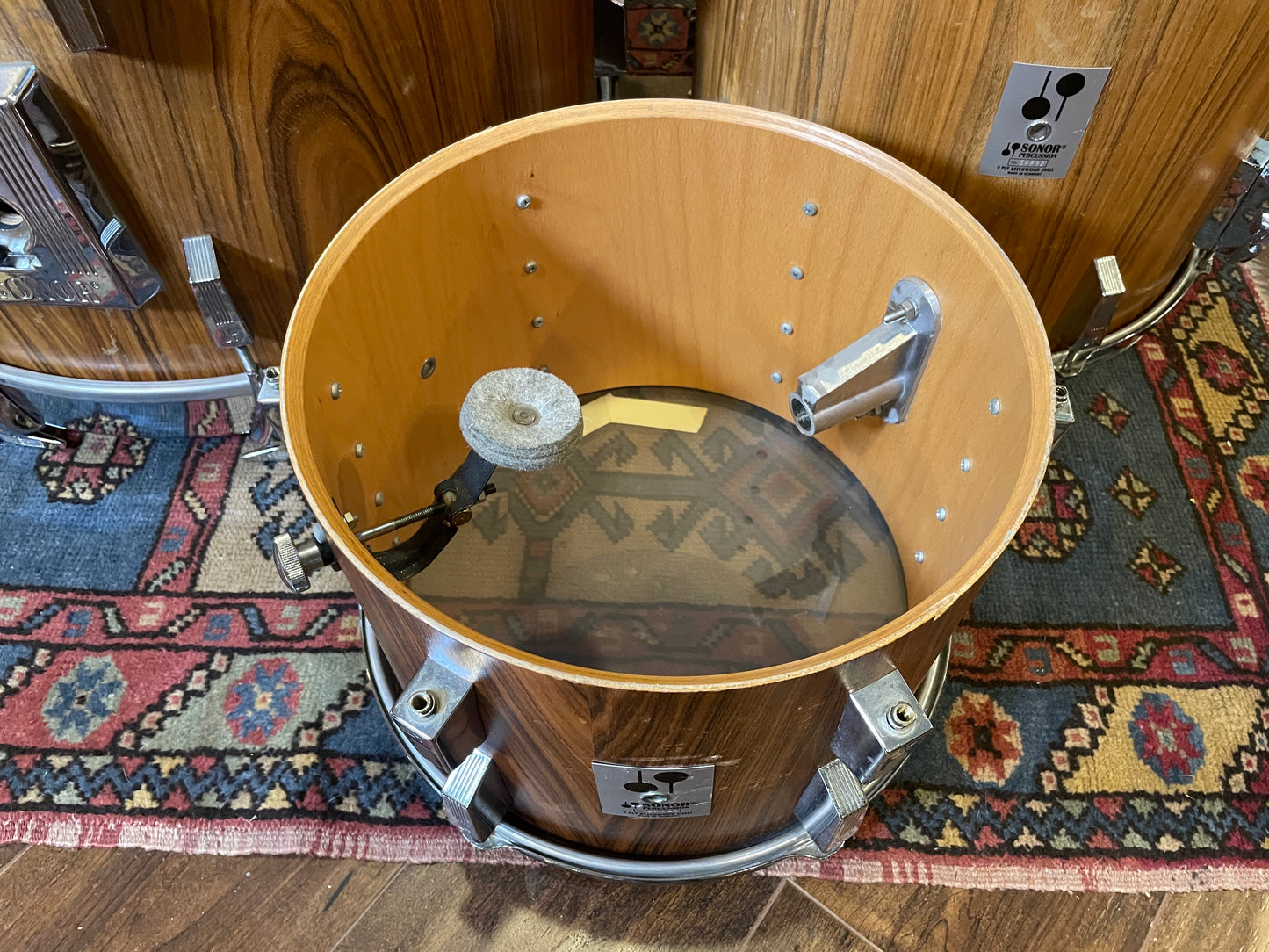 1980s Sonor Phonic Drum Set Rosewood 22/13/16
