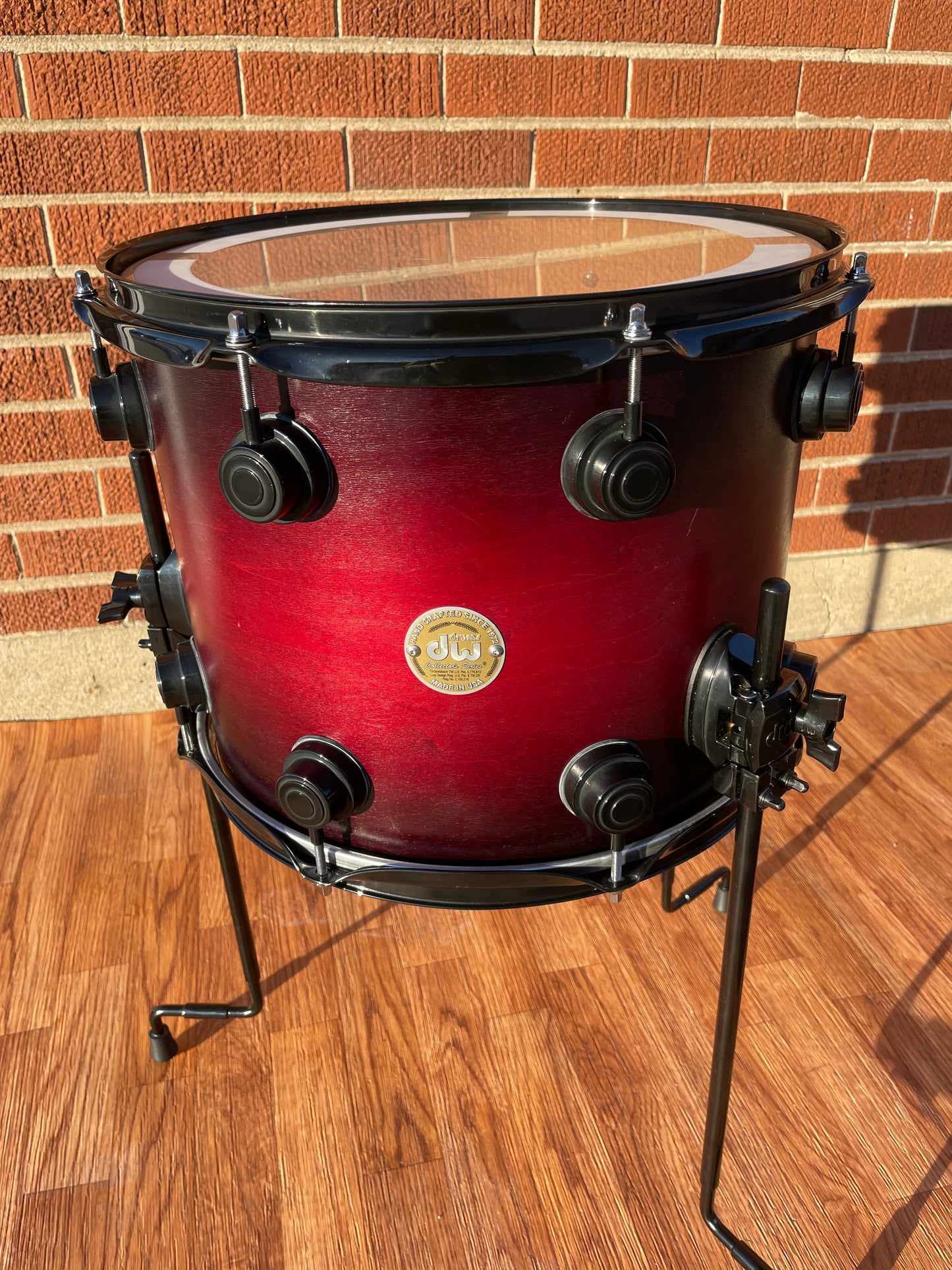 DW Collector's Series 11x14 Floor Tom Drum Single Red-Black Fade Burst Drum Workshop