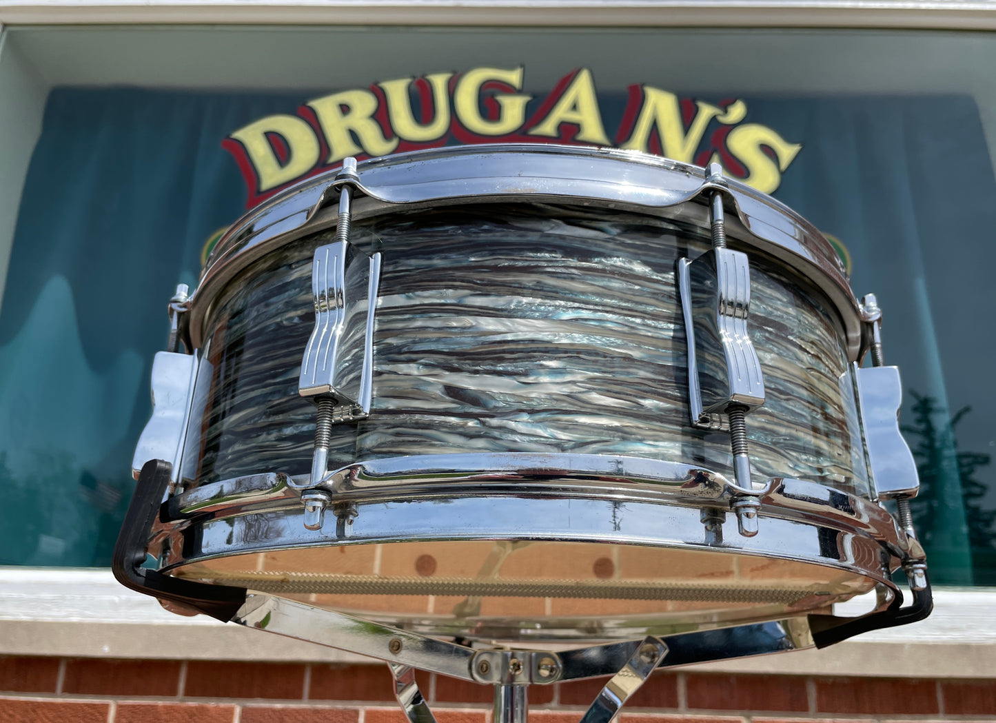 1965 Ludwig 5x14 Jazz Festival Snare Drum Oyster Blue Pearl COB