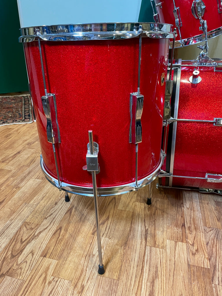1965 Ludwig 3pc Club Date Drum Set Red Sparkle – Drugan's Drums & Guitars