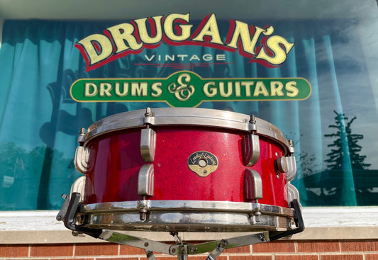 1952 Leedy & Ludwig 5.5x14 No. 390 Broadway Snare Drum Sparkling Red Sparkle