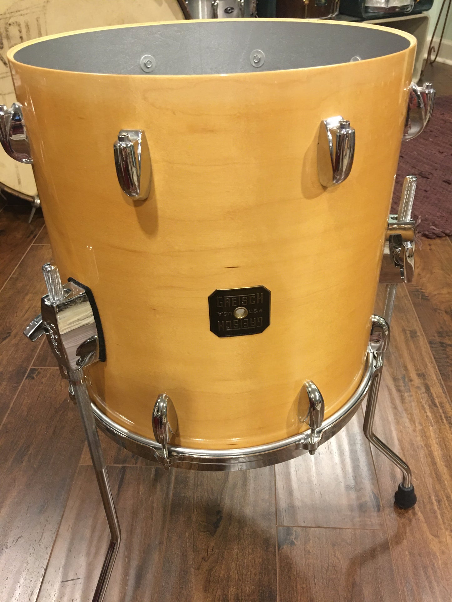 1980s Gretsch Square Badge 14X14 Floor Tom Natural Maple