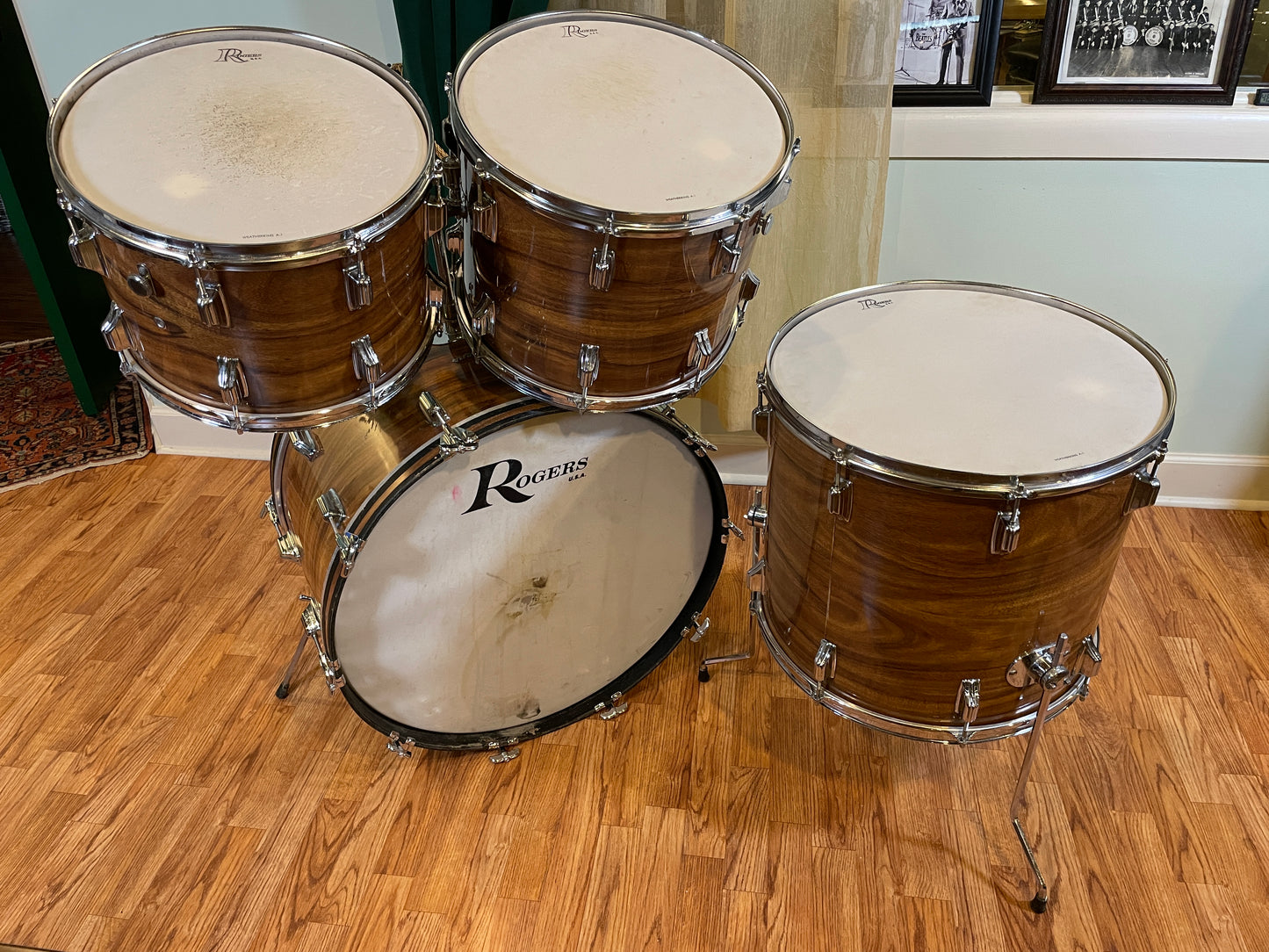 1970s Rogers Powertone Drum Set Koa 24/14/15/18