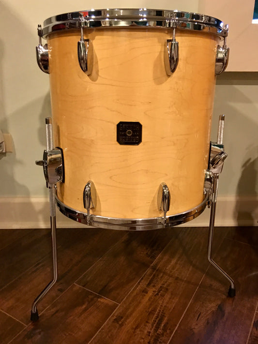 1980s Gretsch Square Badge 16X16 Floor Tom Natural Maple