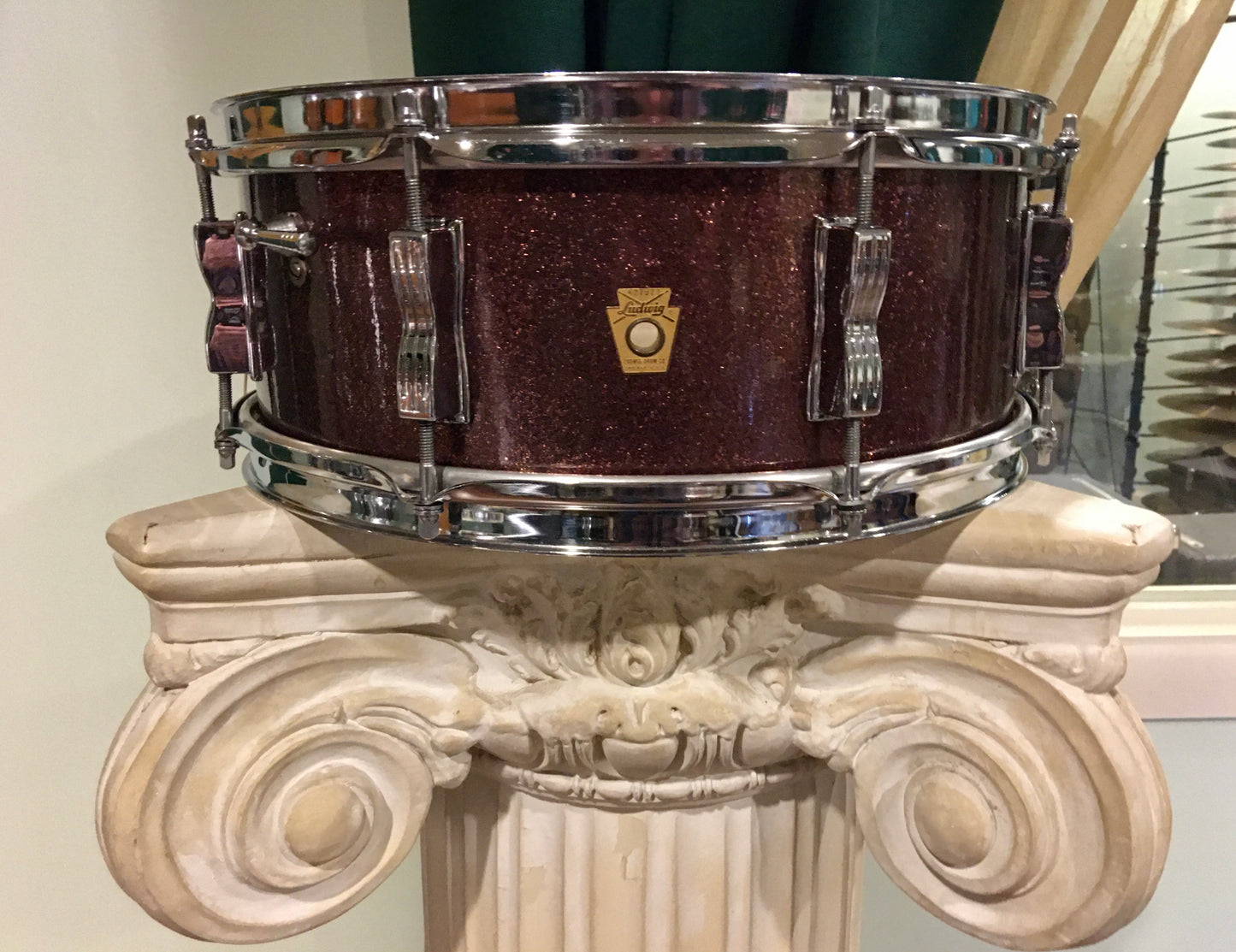 1966 Ludwig 5x14 Jazz Festival Snare Drum Burgundy Sparkle