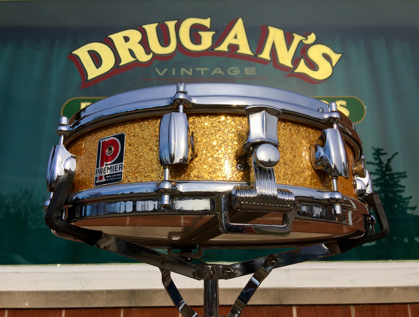 1960s Premier 4x14 Royal Ace 4 Snare Drum Gold Sparkle