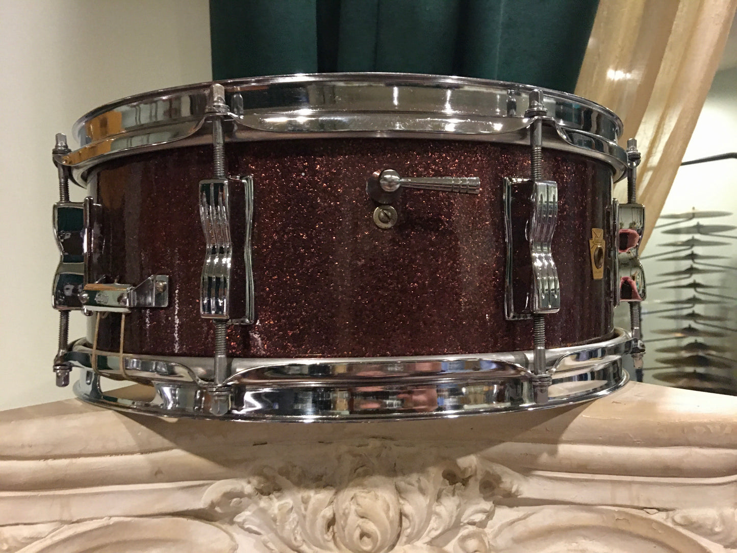 1966 Ludwig 5x14 Jazz Festival Snare Drum Burgundy Sparkle