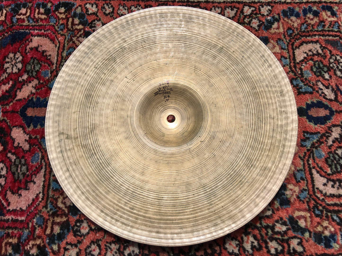 14" Early 1950s Zildjian A Trans Stamp Hi-Hat or Crash Cymbal 1266g #35