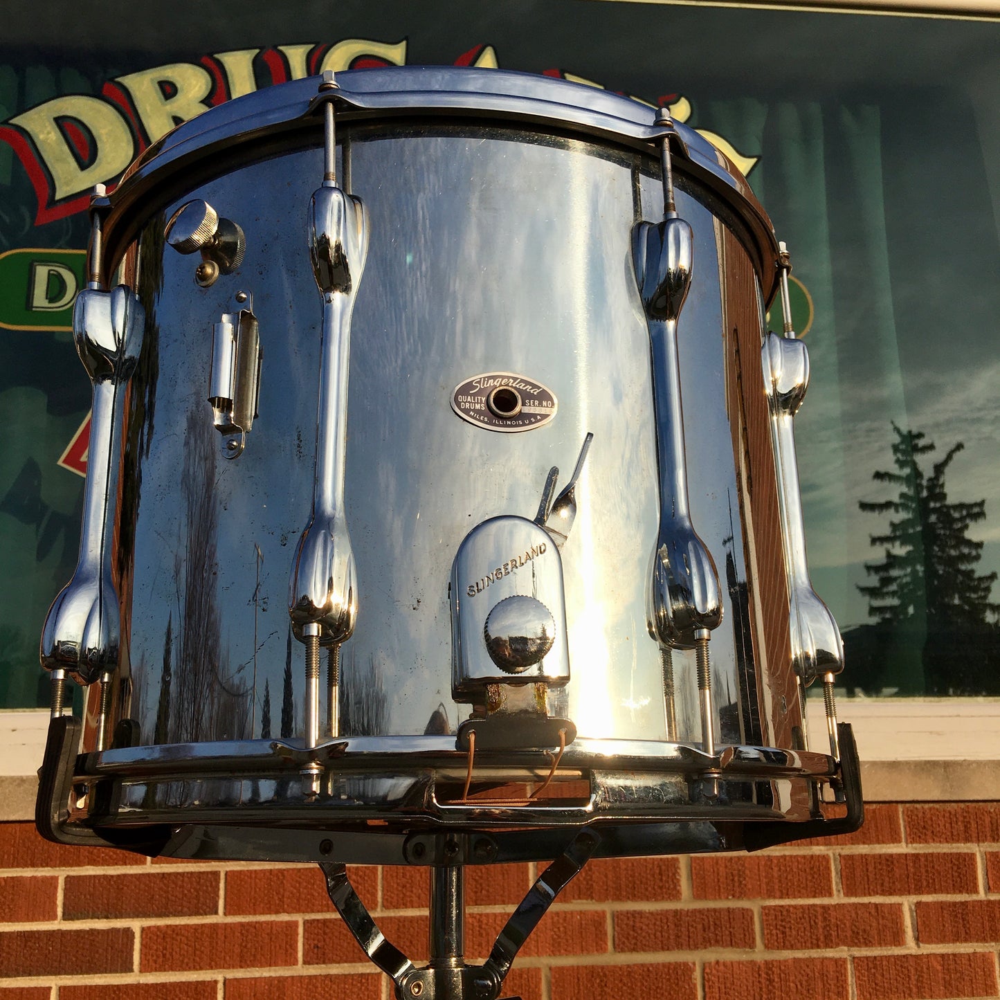 Slingerland 12x15 3-Ply Marching Snare Drum Chrome Over Wood Zoomatic