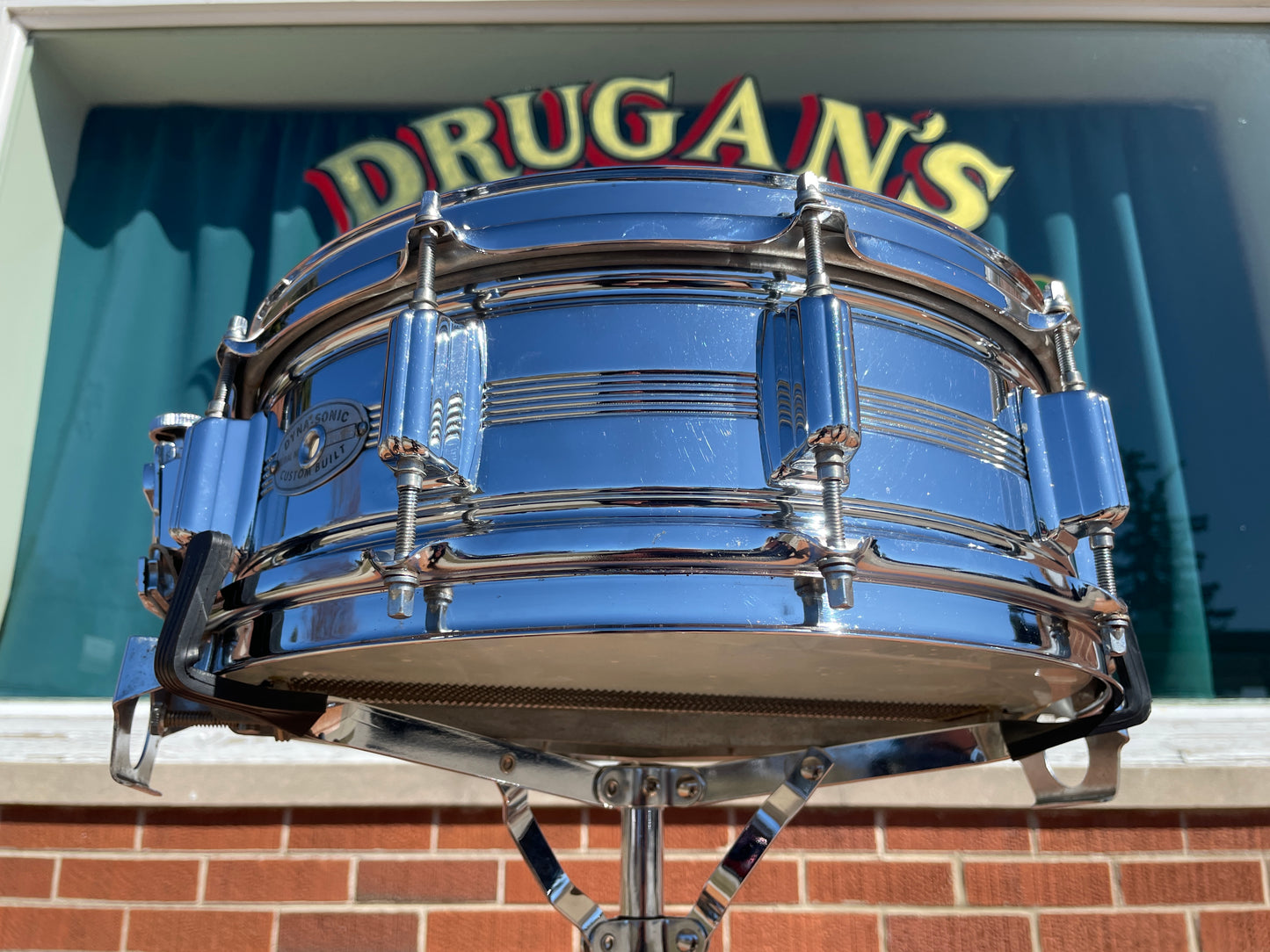 Vintage Rogers 5x14 Dynasonic Snare Drum Chrome Over Brass COB Dyna-Sonic
