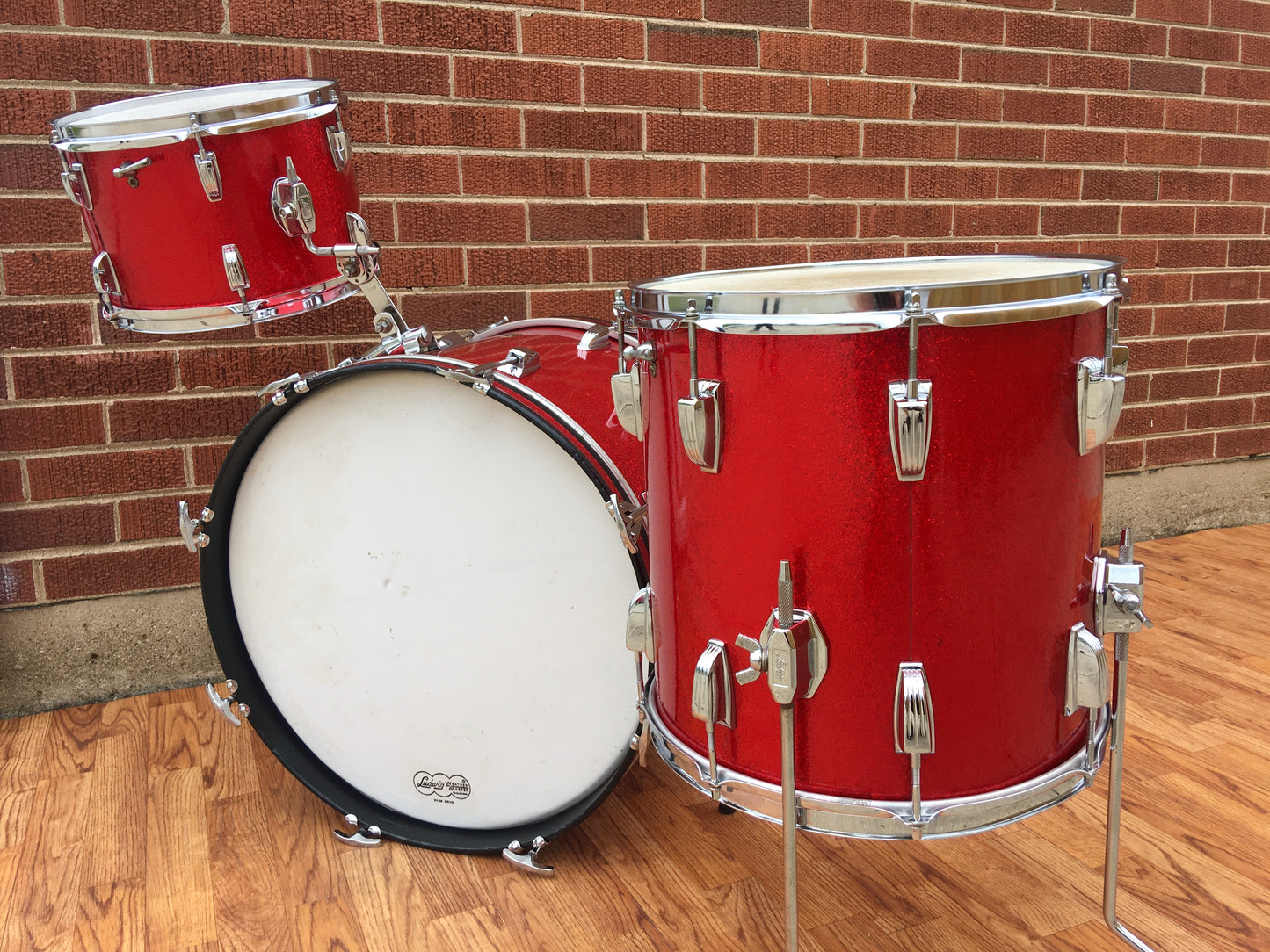 1965 Ludwig Down Beat Drum Set - Red Sparkle 20/12/14