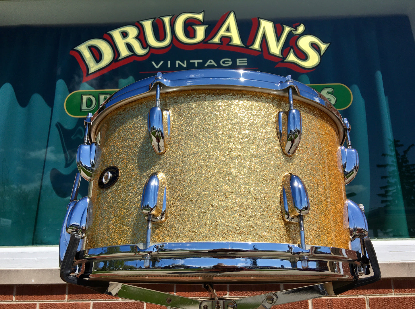 1960-62 Slingerland Super Gene Krupa 8x14 Gold Sparkle Radio King Snare Drum