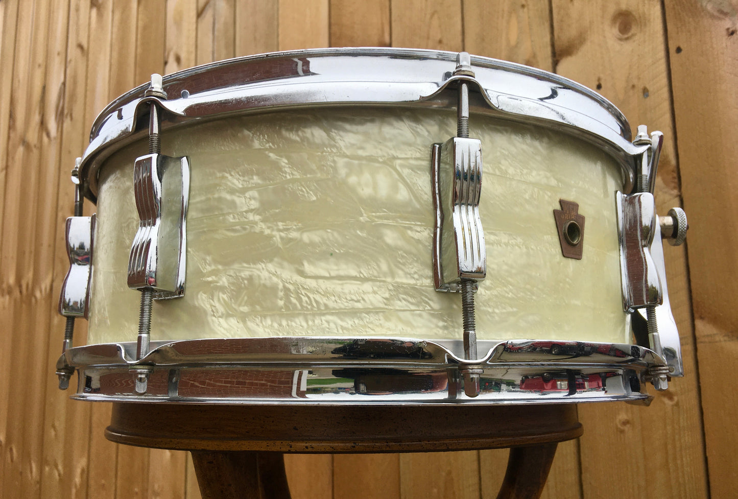 1957 WFL Ludwig 5.5x14 Buddy Rich Super Classic Snare Drum White Marine Pearl