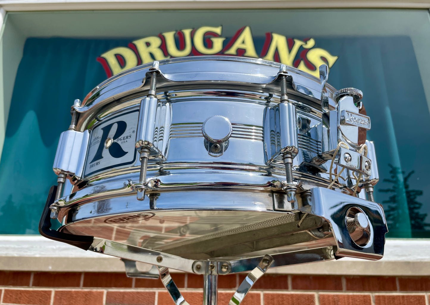 Vintage Rogers 5x14 Dynasonic "Big R" Snare Drum Chrome Over Brass