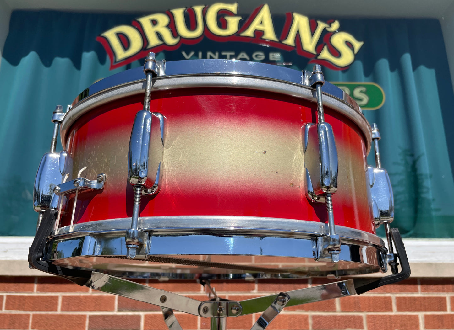1958 Slingerland 5.5x14 No. 151 Student Model Snare Drum Red / Gold Duco 8-Lug