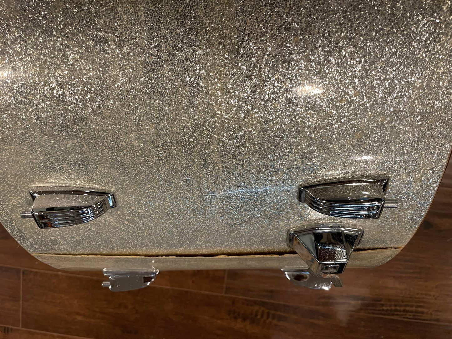 1970s Ludwig 14x22 Hollywood Bass Drum Silver Sparkle