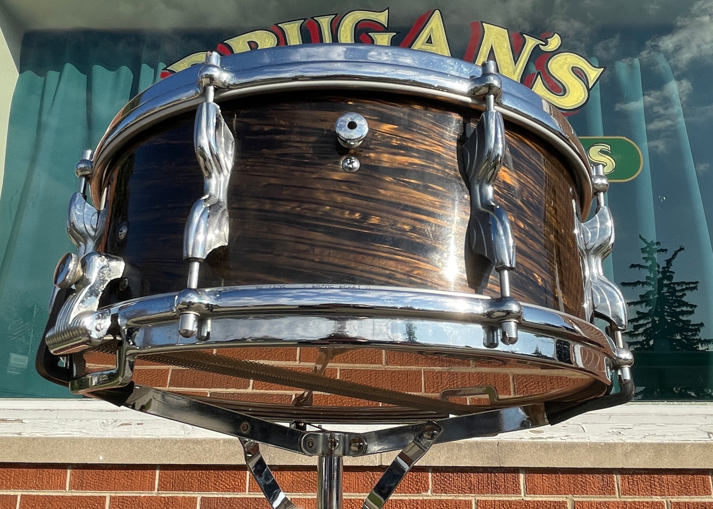 1960s Premier Royal Ace 5.5x14 Snare Drum Mahogany Duroplastic Root Beer Swirl Ringo Rootbeer