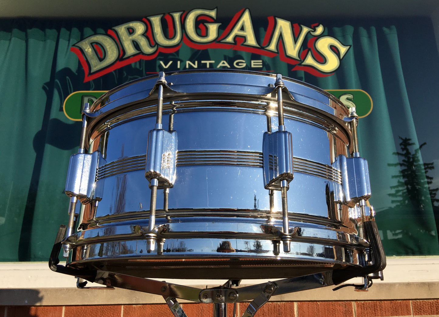 1974 Rogers 6.5x14 Chrome Over Brass Dynasonic Snare Drum