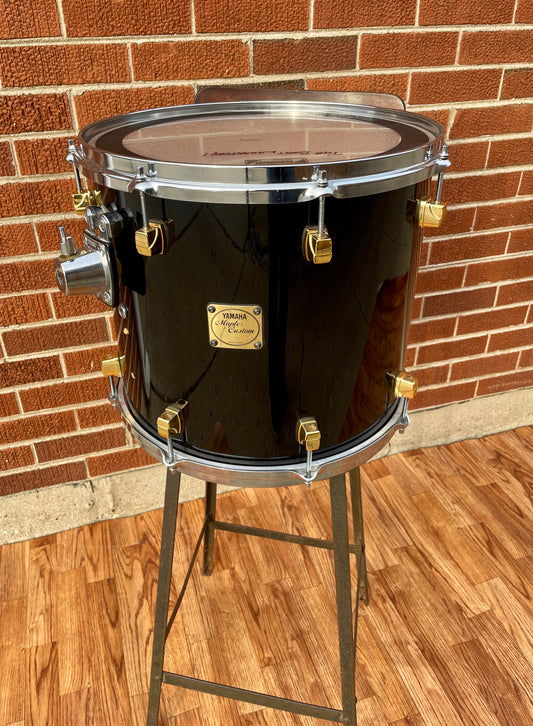 1990s Yamaha 15x13 Maple Custom Floor Tom Single Piano Black 13x15