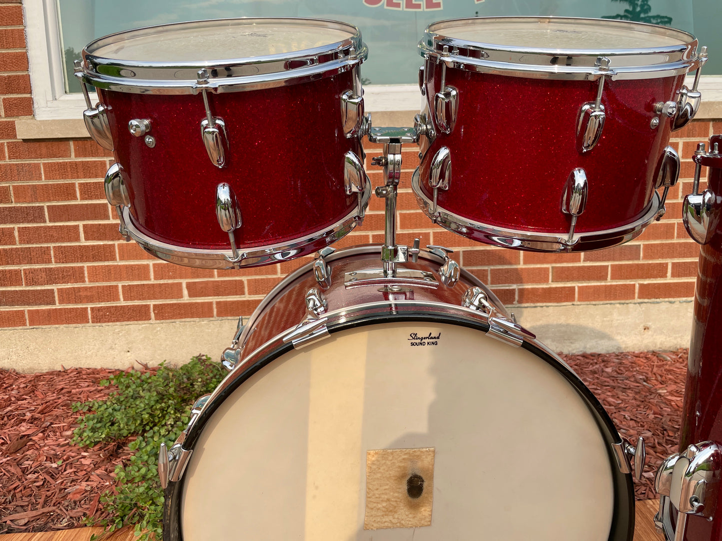 1963 Slingerland Modern Solo Outfit 2R Drum Set Red Glass Glitter Sparkle