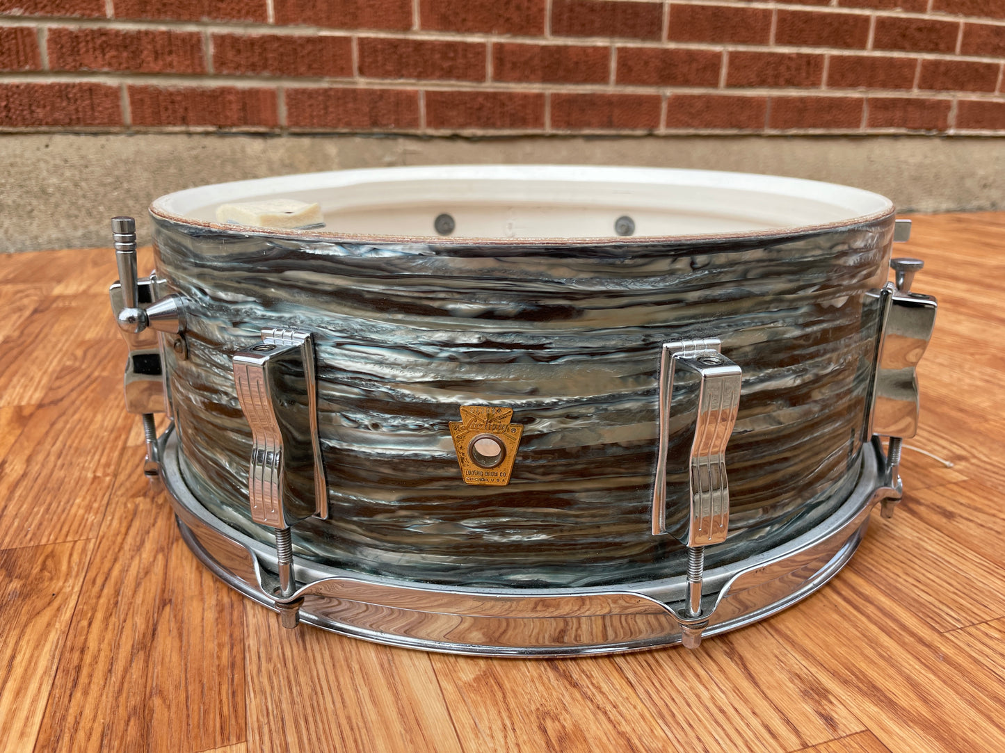 1965 Ludwig 5x14 Jazz Festival Snare Drum Oyster Blue Pearl COB