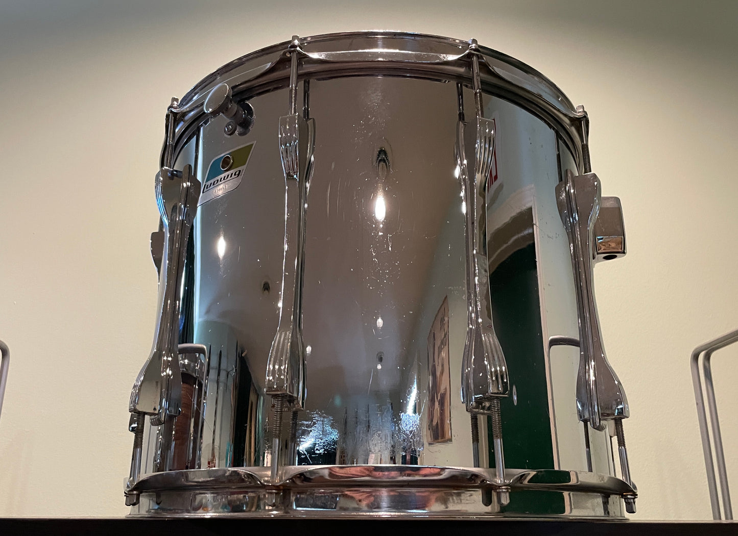 1970s Ludwig 12x15 Tom Drum Stainless Steel Mach