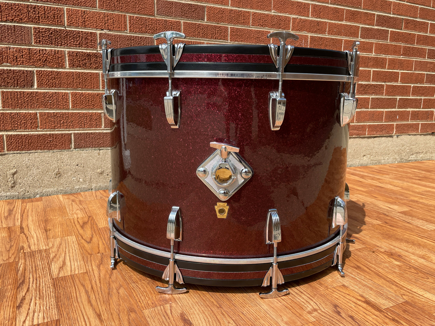 1969 Ludwig 14x22 Hollywood Bass Drum Burgundy Sparkle Rewrap Merlot