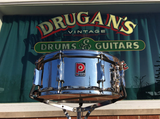 1970s/'80s Premier 5.5x14 Model 1005 Snare Drum Chrome Over Steel Made in England